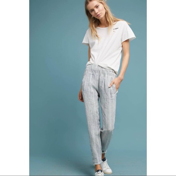 Anthropologie Striped Linen Pants - Picture 1 of 8